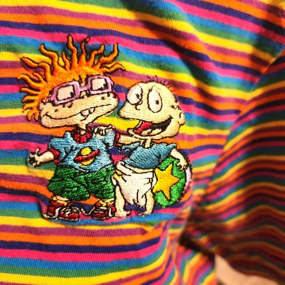 Nickelodeon Rugrats Multicolored Striped Tee Women's Size Small - Picture 2 of 8